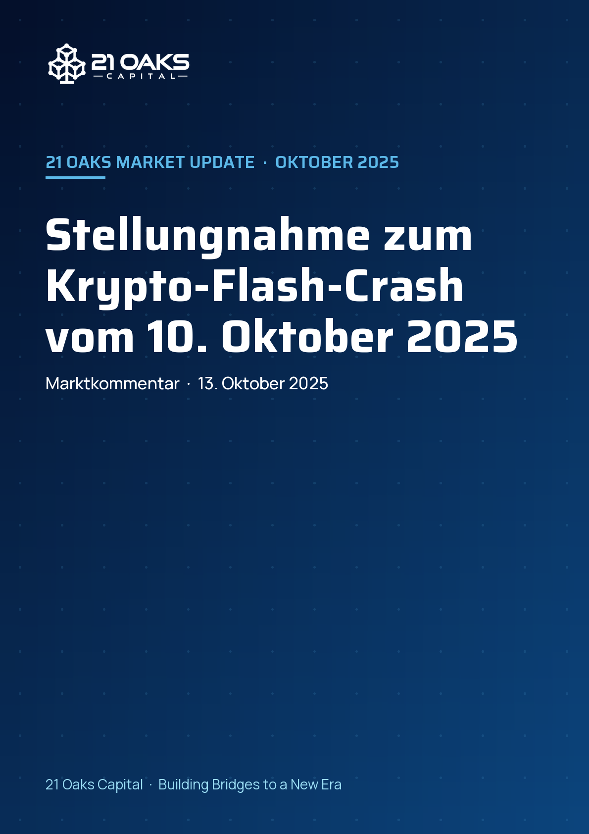 Stellungnahme zum Krypto-Flash-Crash vom 10. Oktober 2025