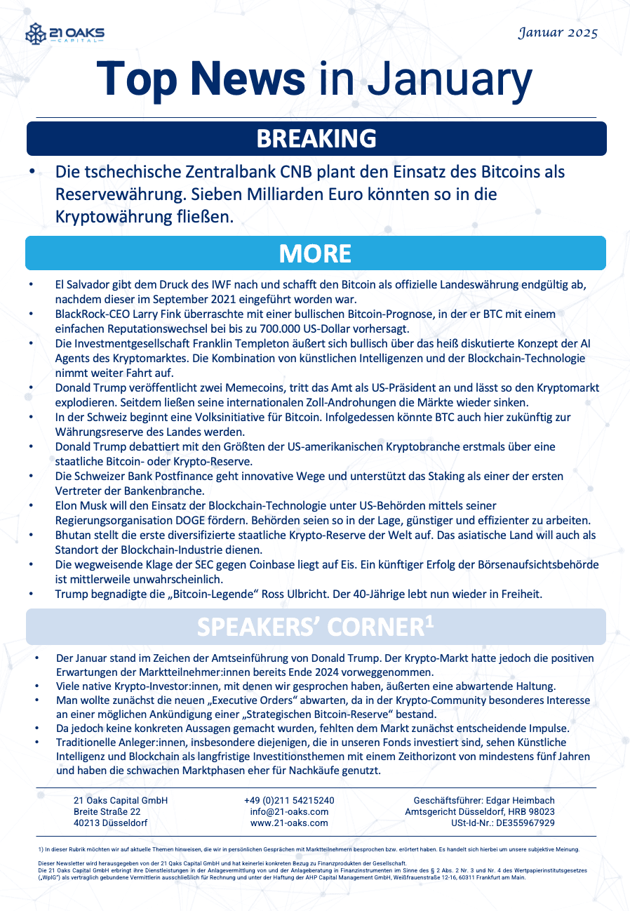 21 Oaks Newsletter — Januar 2025