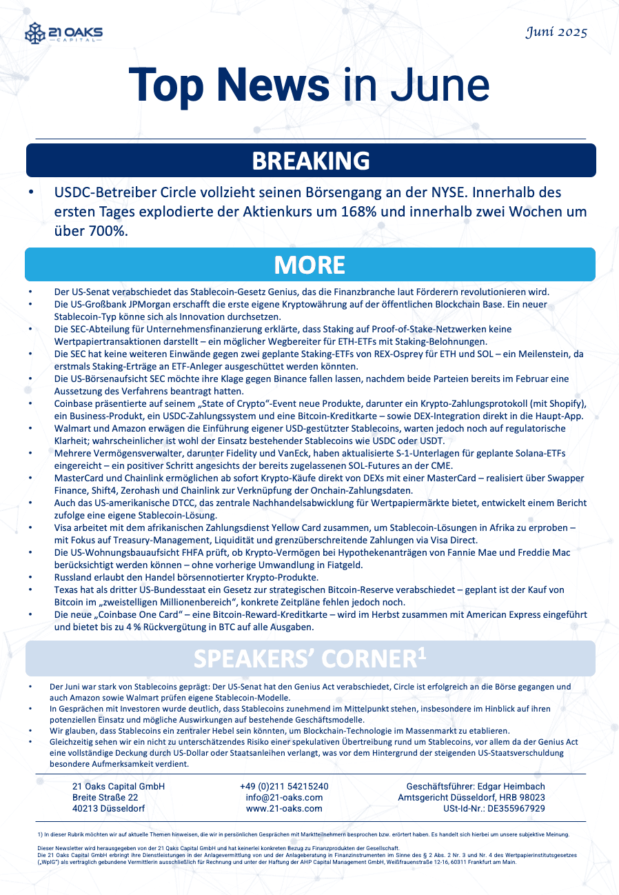 21 Oaks Newsletter — Juni 2025