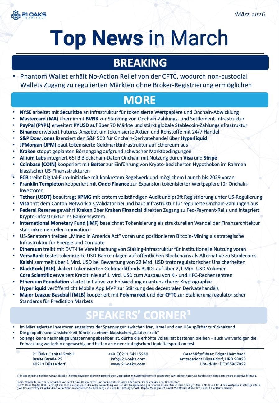 21 Oaks Newsletter — März 2026