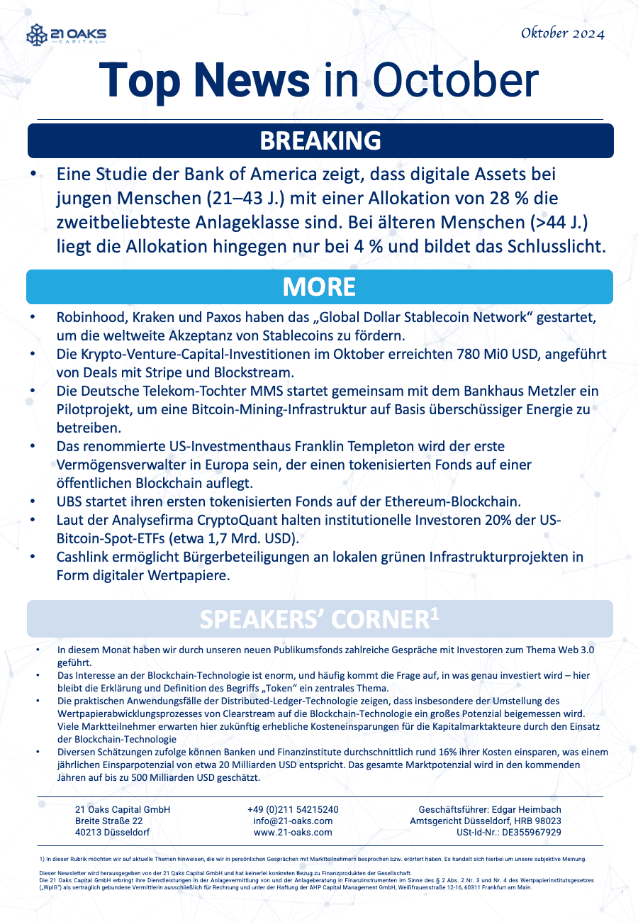 21 Oaks Newsletter — Oktober 2024