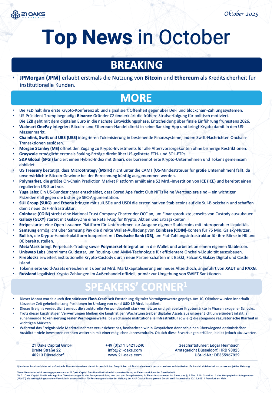 21 Oaks Newsletter — Oktober 2025